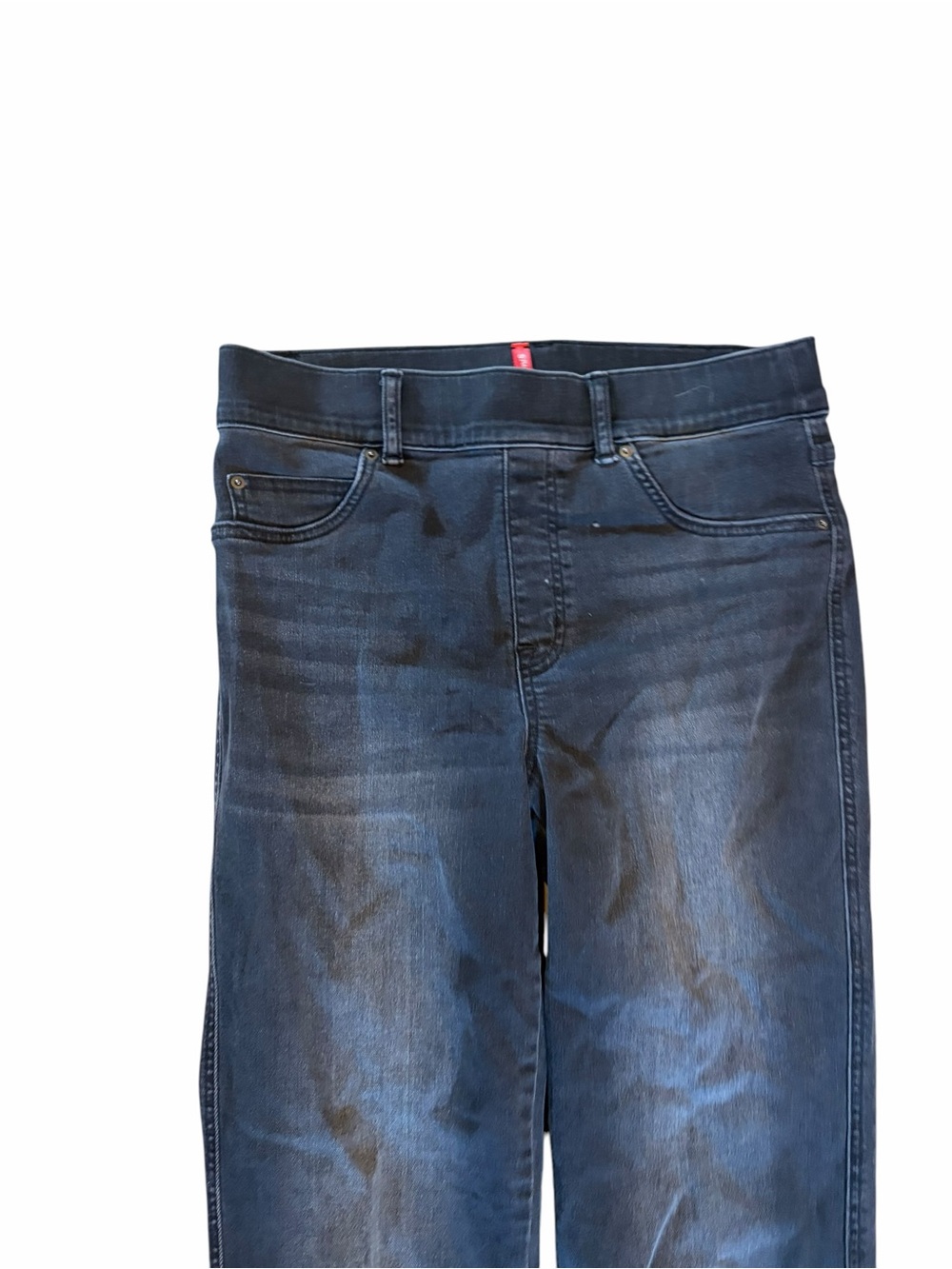 Spanx Straight Leg Washed Black Pull On Jeans Medium - Picture 4 of 5
